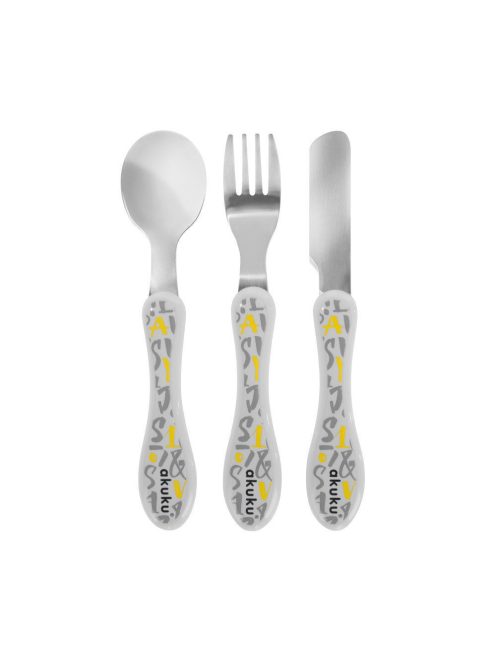 Akuku Rozsdamentes evőeszköz készlet: villa, kanál, kés