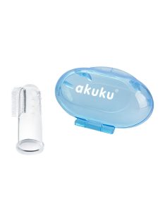 Akuku Szilikon fogkefe és ínymasszírozó tokban – Kék