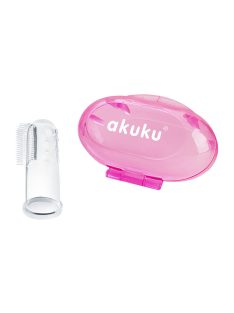 Akuku Szilikon fogkefe és ínymasszírozó tokban