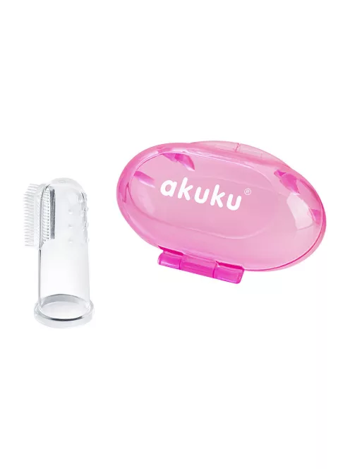 Akuku Szilikon fogkefe és ínymasszírozó tokban