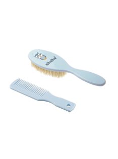 Akuku Természetes sörtés fésű és kefe – Kék