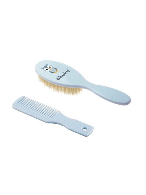 Akuku Természetes sörtés fésű és kefe – Kék