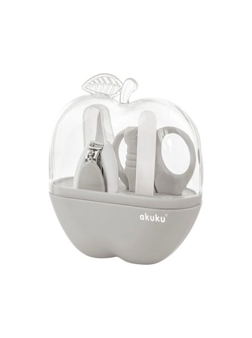Akuku Babaápoló szett, alma alakú tokban – Szürke