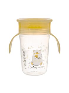 Akuku 360°-os itatópohár, 240 ml, kétfüles – Sárga