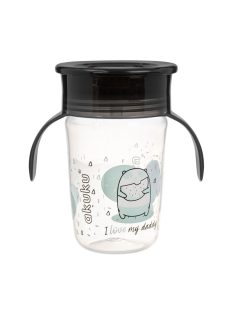 Akuku 360°-os itatópohár, 240 ml, kétfüles – Fekete