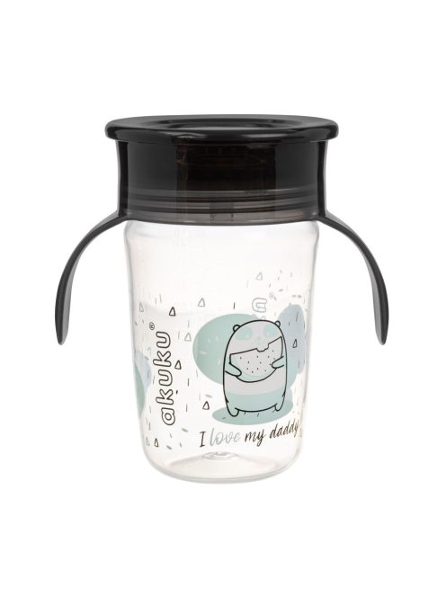 Akuku 360°-os itatópohár, 240 ml, kétfüles – Fekete