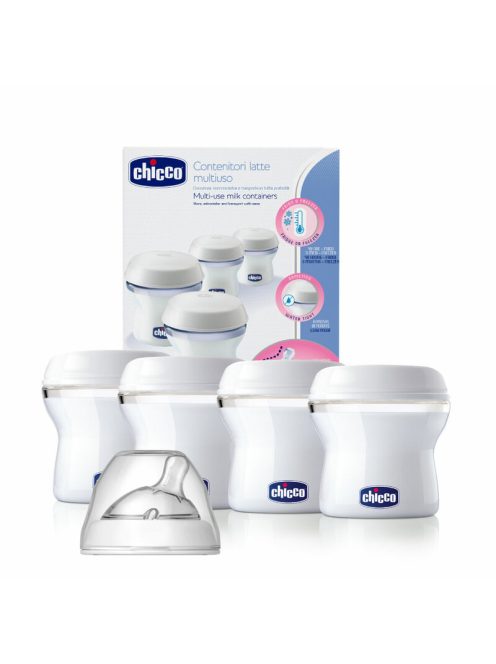 Chicco NaturalFelling Tejtároló, 4x150 ml anyatej tárolás, multifunkciós tárolók