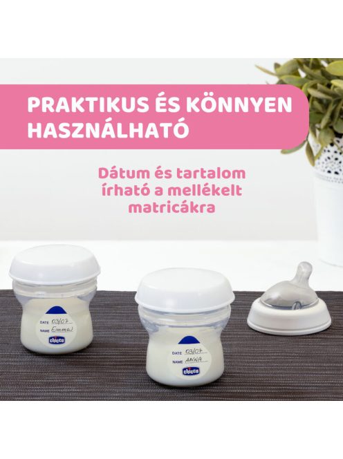 Chicco NaturalFelling Tejtároló, 4x150 ml anyatej tárolás, multifunkciós tárolók