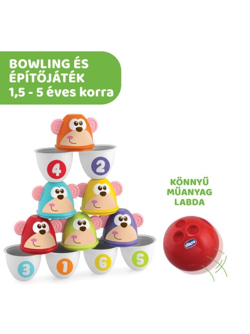 Chicco Monkey Strike - majmos bowling és építőjáték aktív sport és játék