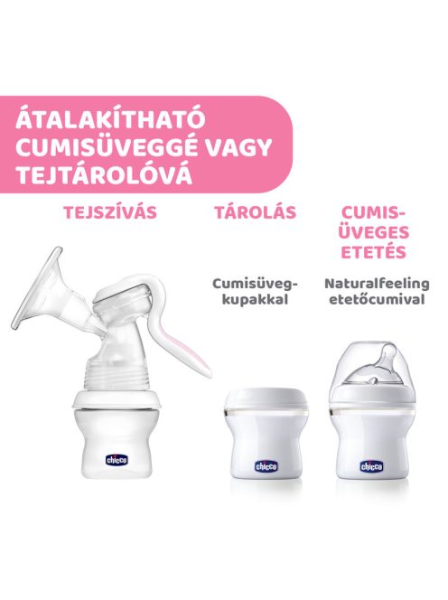 Chicco NaturalFeeling kézi mellszívó, NaturalFeeling cumisüveggel használható