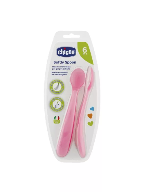 Chicco Szilikon kanál hajlékony fejrésszel, 2 db, csúszásmentes fogás