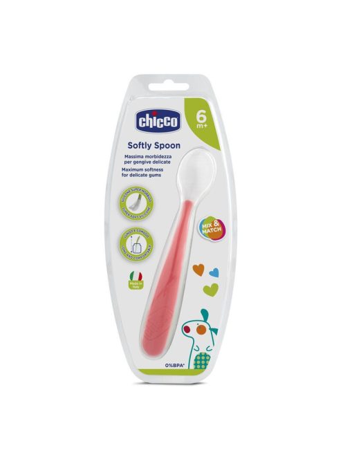 Chicco Red Up puha, szilikon kanál, piros