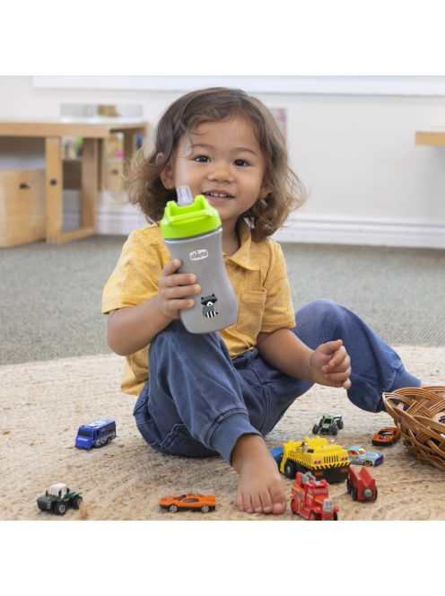 Chicco Kids Pop-Up, 350ml, szívószálas kulacs, 2év, rózsaszín