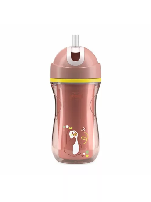 Chicco Sport Cup kulacs 266 ml duplafalú szívószálas csepegésmentes - rózsaszín