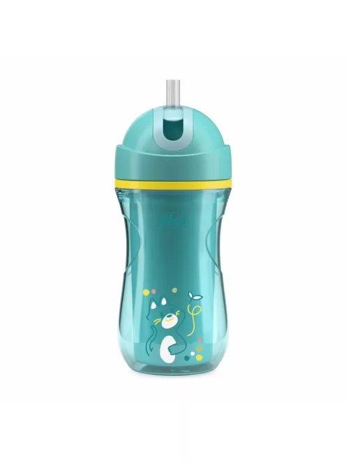 Chicco Sport Cup kulacs 266 ml duplafalú szívószálas csepegésmentes - türkiz