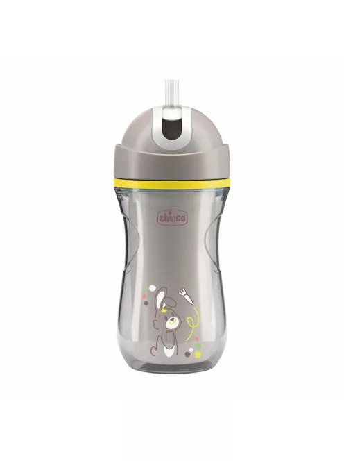 Chicco Sport Cup kulacs 266 ml duplafalú szívószálas csepegésmentes - szürke