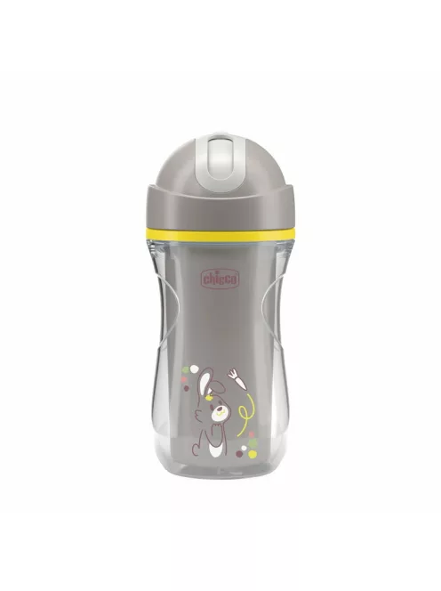 Chicco Sport Cup kulacs 266 ml duplafalú szívószálas csepegésmentes - szürke