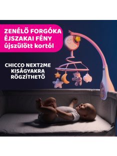   Chicco Next 2 Dreams zenélő forgóka - éjszakai fény rózsaszín