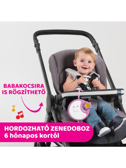 Chicco Next 2 Dreams zenélő forgóka - éjszakai fény rózsaszín