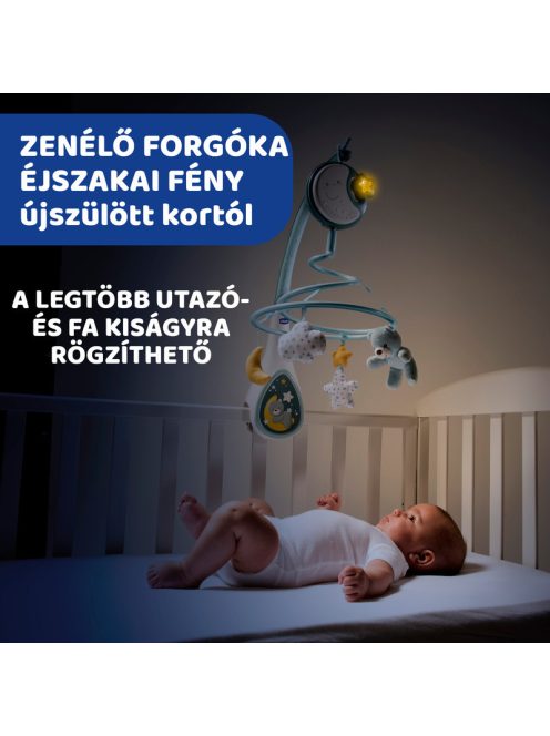 Chicco Next 2 Dreams zenélő forgóka - éjszakai fény kék