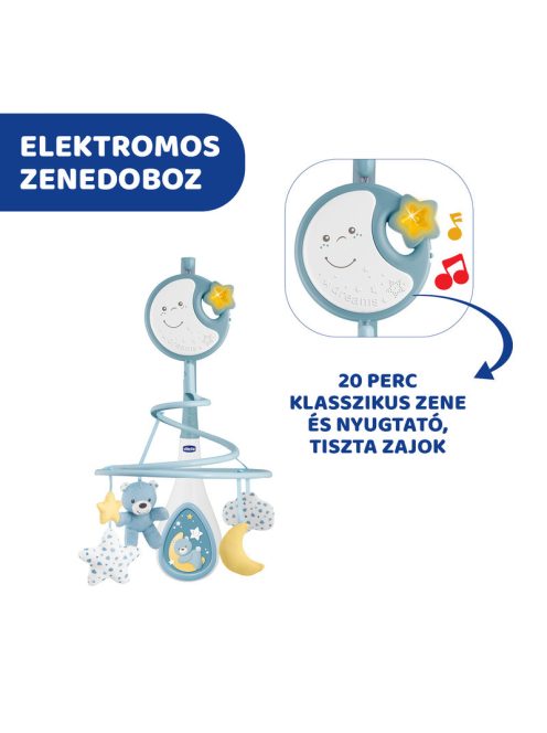 Chicco Next 2 Dreams zenélő forgóka - éjszakai fény kék