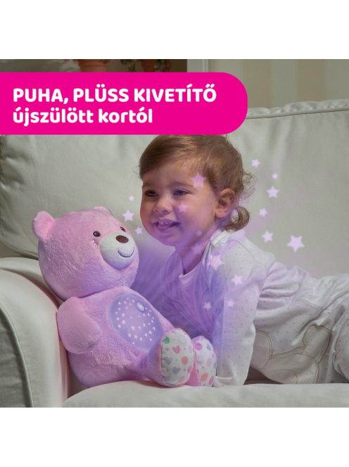 Chicco Baby Bear plüss maci projektor vetítő és ejszakai lámpa - rózsaszín