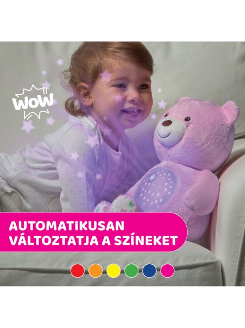 Chicco Baby Bear plüss maci projektor vetítő és ejszakai lámpa - rózsaszín