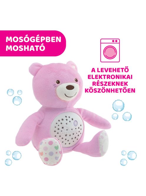 Chicco Baby Bear plüss maci projektor vetítő és ejszakai lámpa - rózsaszín