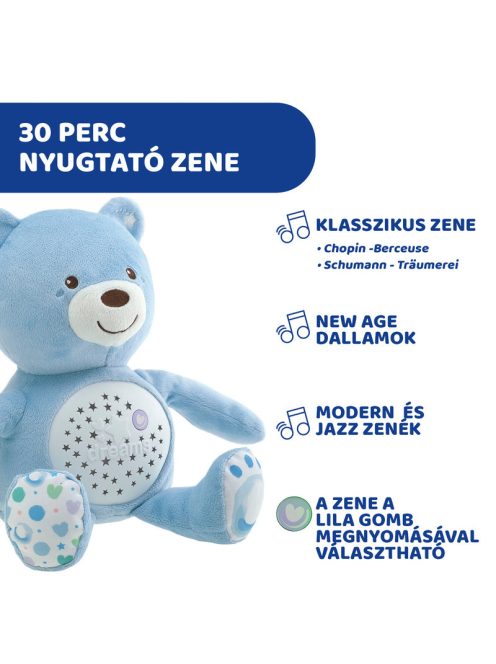 Chicco Baby Bear plüss maci projektor vetítő és éjszakai lámpa - kék