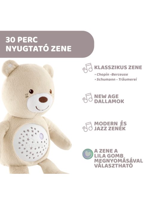 Chicco Baby Bear plüss maci projektor vetítő és éjszakai lámpa - neutral
