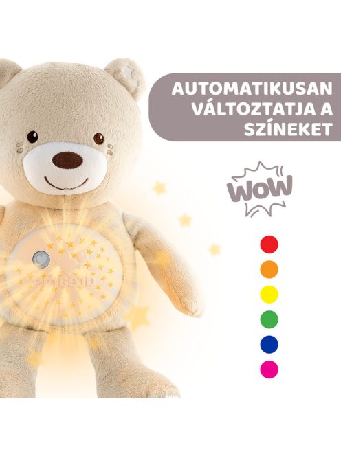 Chicco Baby Bear plüss maci projektor vetítő és éjszakai lámpa -pink