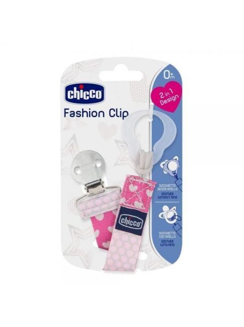 Chicco Fashion Clip cumitartó pánt - rózsaszín karimás és karima nélküli nyugtatócumikhoz is