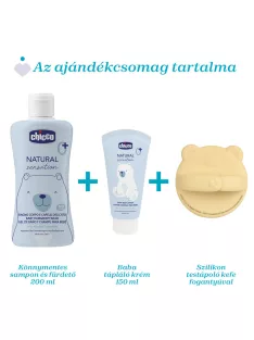   Chicco Nat.Sens. ajándék kozmetikai szett sampon&fürdető+testápoló+szil.mosókefe a