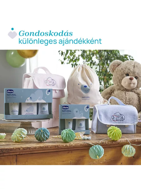 Chicco Nat.Sens. ajándék kozmetikai szett sampon&fürdető+testápoló+szil.mosókefe a