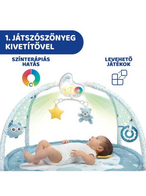 Chicco Játszószőnyeg projektorral játékhíddal blue