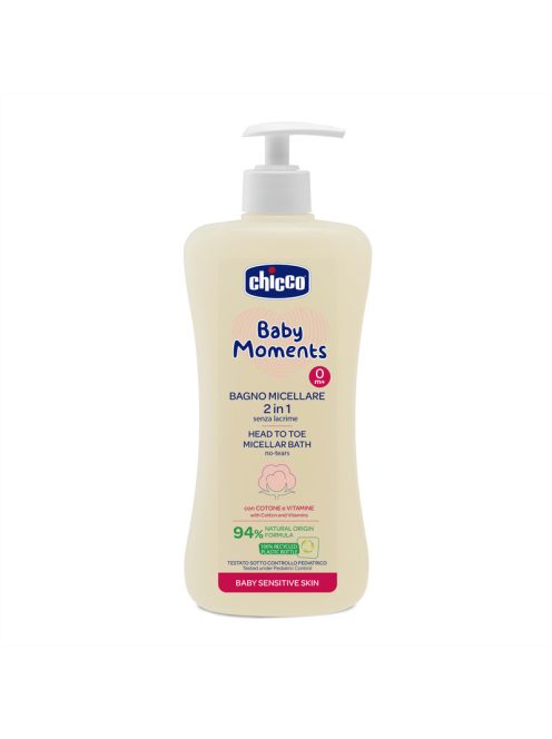 Chicco Micellás fürdető 500 ml - sensitive Baby Moments - gyapotmagolaj és E-vitamin