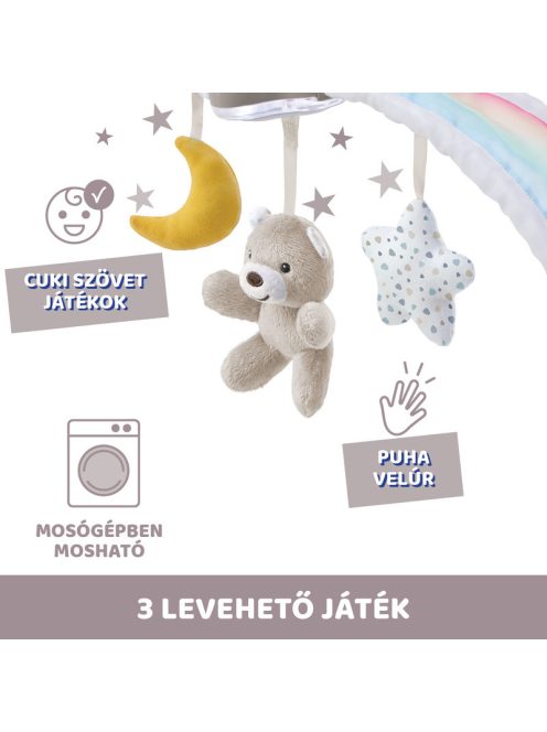 Chicco Rainbow Sky kiságy játékhíd és éjszakai fény, elemes, fehér