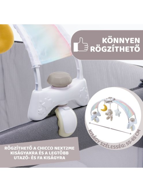 Chicco Rainbow Sky kiságy játékhíd és éjszakai fény, elemes, fehér