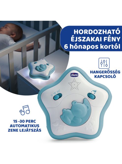 Chicco Rainbow Sky kiságy játékhíd és éjszakai fény, elemes, kék