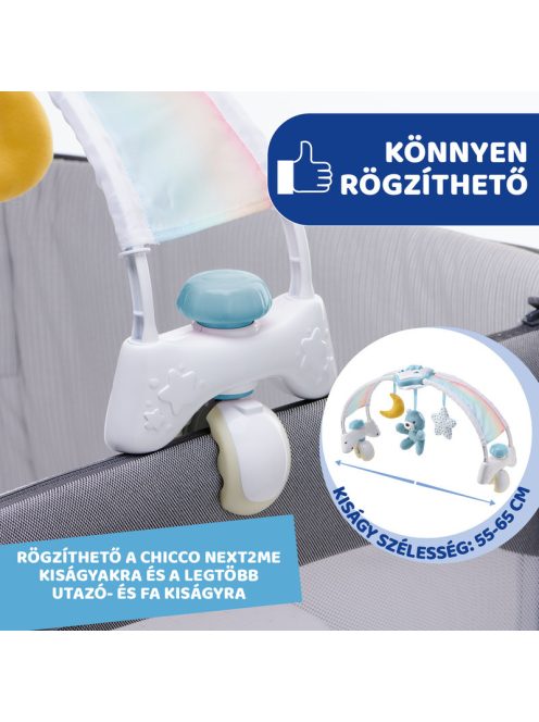 Chicco Rainbow Sky kiságy játékhíd és éjszakai fény, elemes, kék