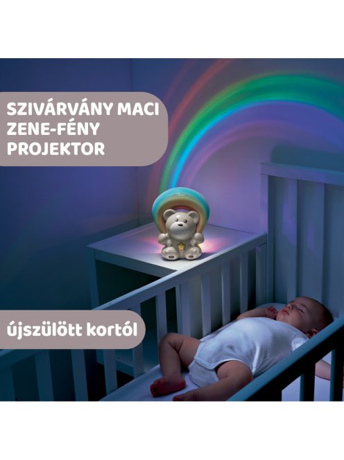 Chicco Rainbow Bear - Szivárvány maci zene-fény projektor, elemes, bézs