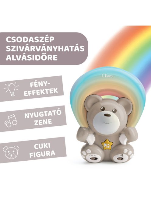 Chicco Rainbow Bear - Szivárvány maci zene-fény projektor elemes bézs