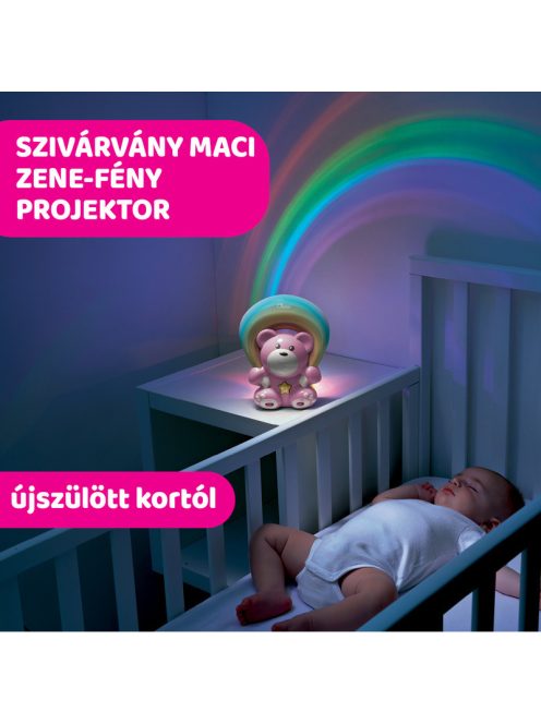 Chicco Rainbow Bear - Szivárvány maci zene-fény projektor elemes rózsaszín