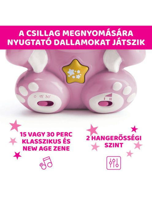 Chicco Rainbow Bear - Szivárvány maci zene-fény projektor, elemes, rózsaszín