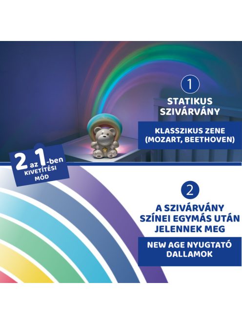 Chicco Rainbow Bear - Szivárvány maci zene-fény projektor elemes kék