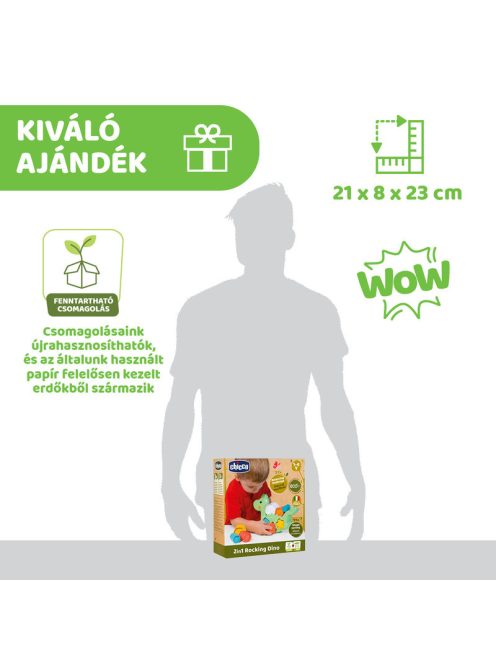 Chicco Hintázó dínó építőjáték 2in1 ECO+ ökoanyag