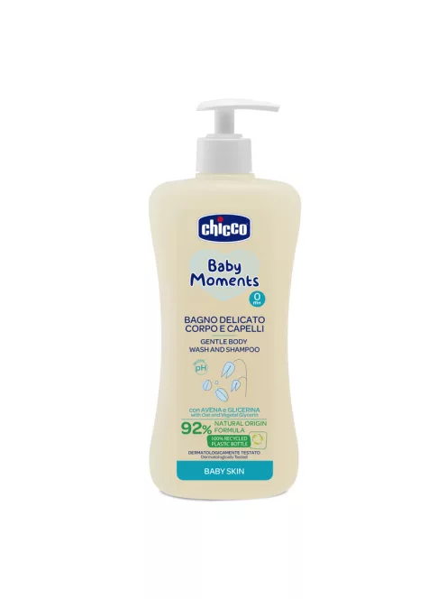 Chicco Fürdető & sampon 500 ml - újszülöttbőrre zabkivonat és növényi glicerin, semleges pH