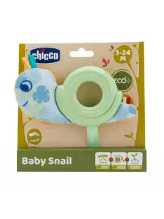   Chicco Baby Snail Eco+ bébicsiga rágókás textiljáték ökoanyagból