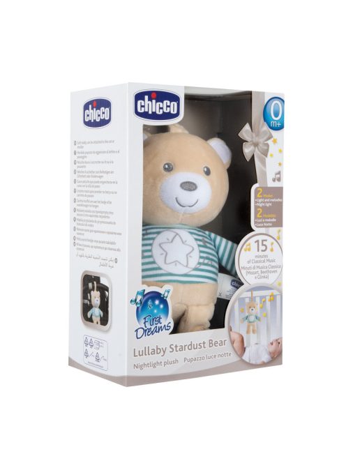 Chicco Lullaby Stardust Bear zenélő-fénylő altató plüssmackó