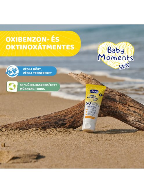Chicco Ásványi Fényvédő krém SPF50+ (75 ml) UVA, UVB, INFRA sugárzás elleni nagyon magas védelem